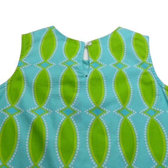ANVY KIDS Girl's Blue & Green Retro Mod Ruffle Front Paula Shift Dress Size 7 - Picture 5 of 7